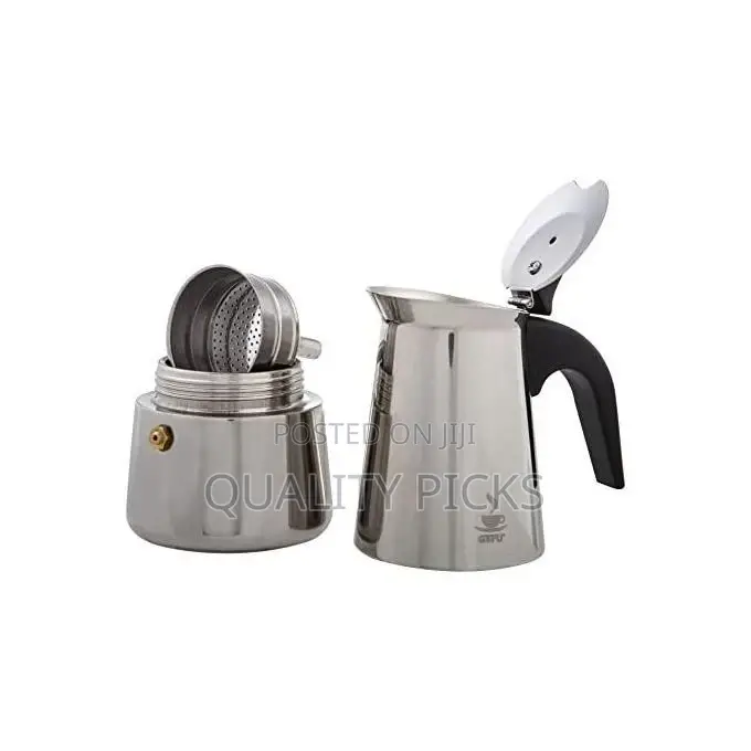 Espresso Maker Emilio For 4 Cups, Stainless Steel- Silver.