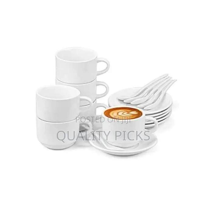 Restaurants and Office 6 Piece Cups and 6 Saucers -White.