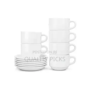 Restaurants and Office 6 Piece Cups and 6 Saucers -White.