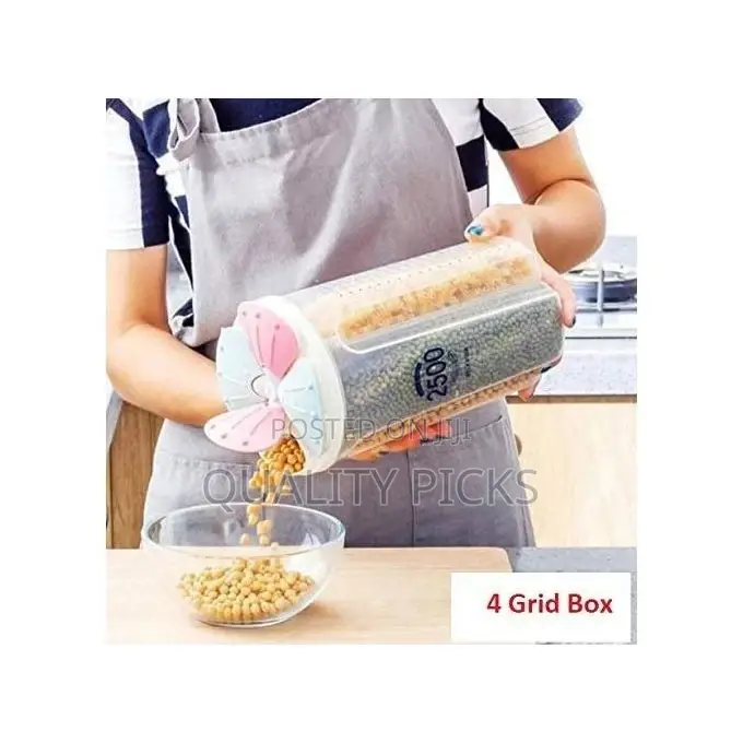 4 Section Cereal Food Dispenser Storage Jar Box Container