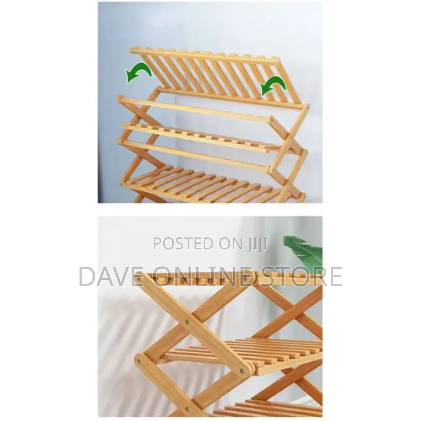 6 Layers Foldable Bamboo Shoe Rack -Brown
