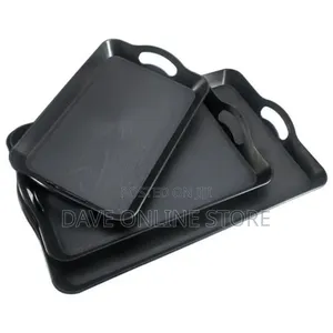 Rectangular Plastic Tray Set 3pcs -Black