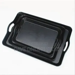 Rectangular Plastic Tray Set 3pcs -Black