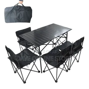 Folding Camping Table and 4 Chairs Set