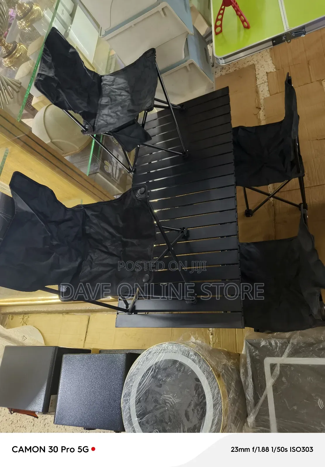 Folding Camping Table and 4 Chairs Set