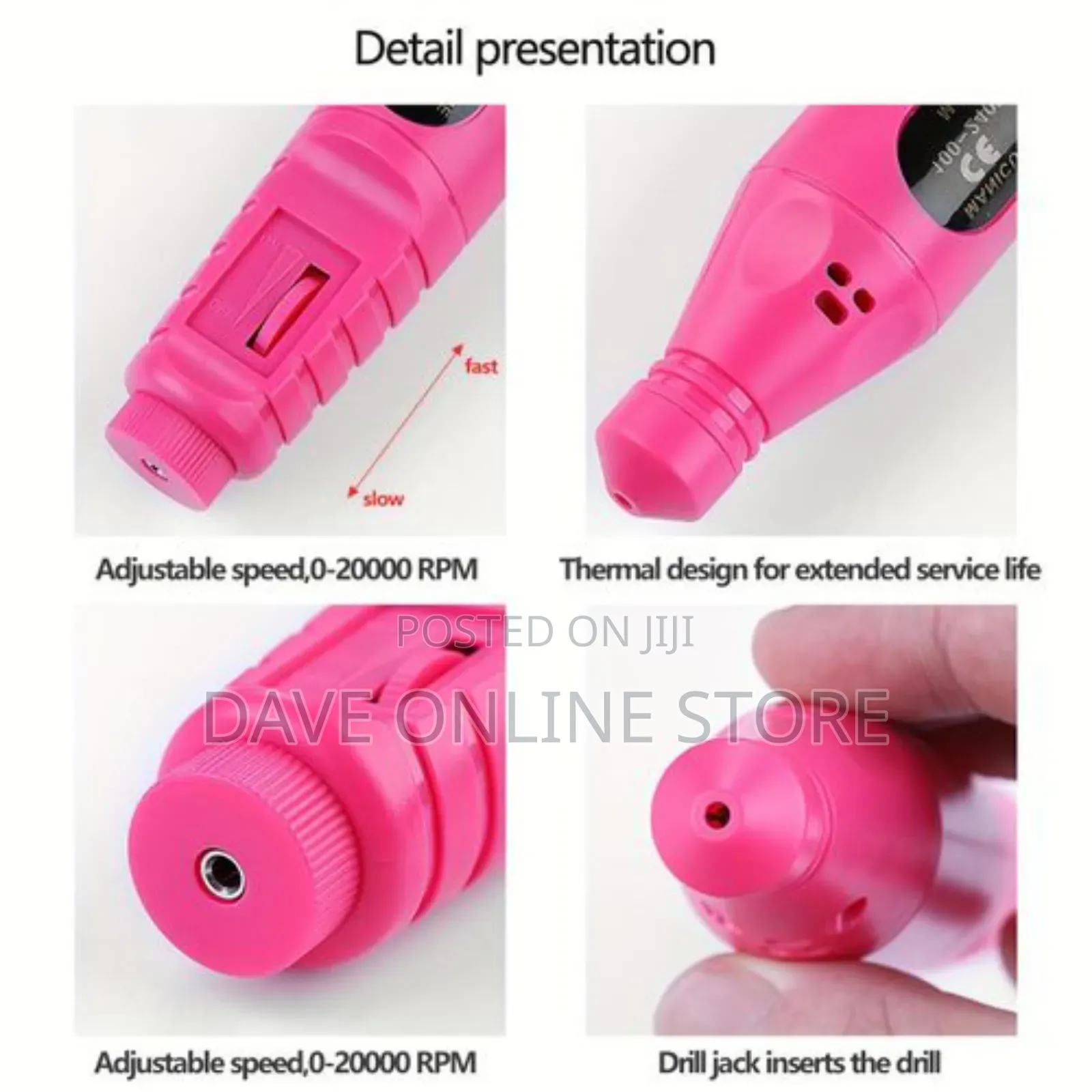 Professional USB Electric Nail Drill Machine - Red