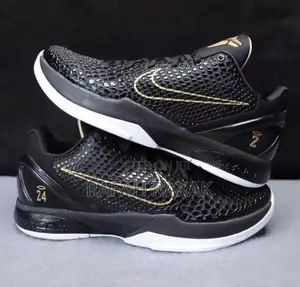 Nike Zoom Kobe 6 Black Metallic Gold Basketball Sneakers