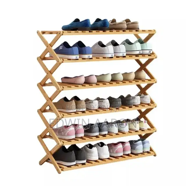 5 Tier Bamboo Foldable Shoe Rack