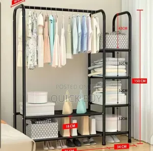 Robust Unique Clothes Rail Rack With Shoe Storage/Organizer