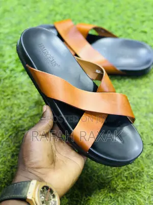 Original Brown Italian Hermes Cross Leather Sandals