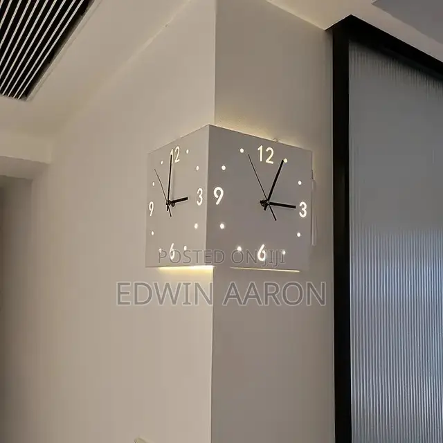 Double Sided Luminous Corner Wall Clock