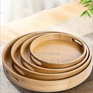 Portable Round Wooden Tray