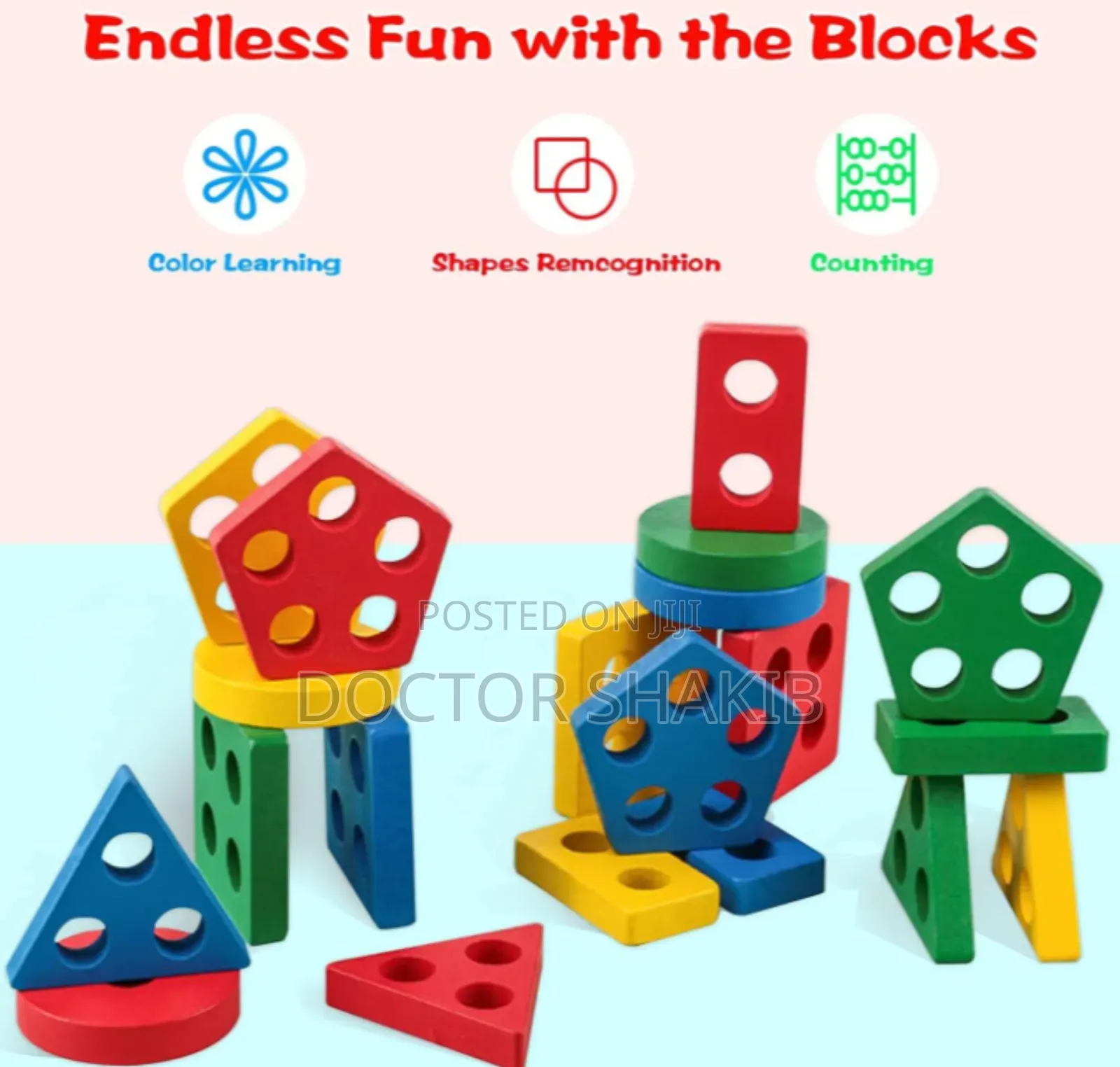 Kids Play Color Stackable Wooden Board