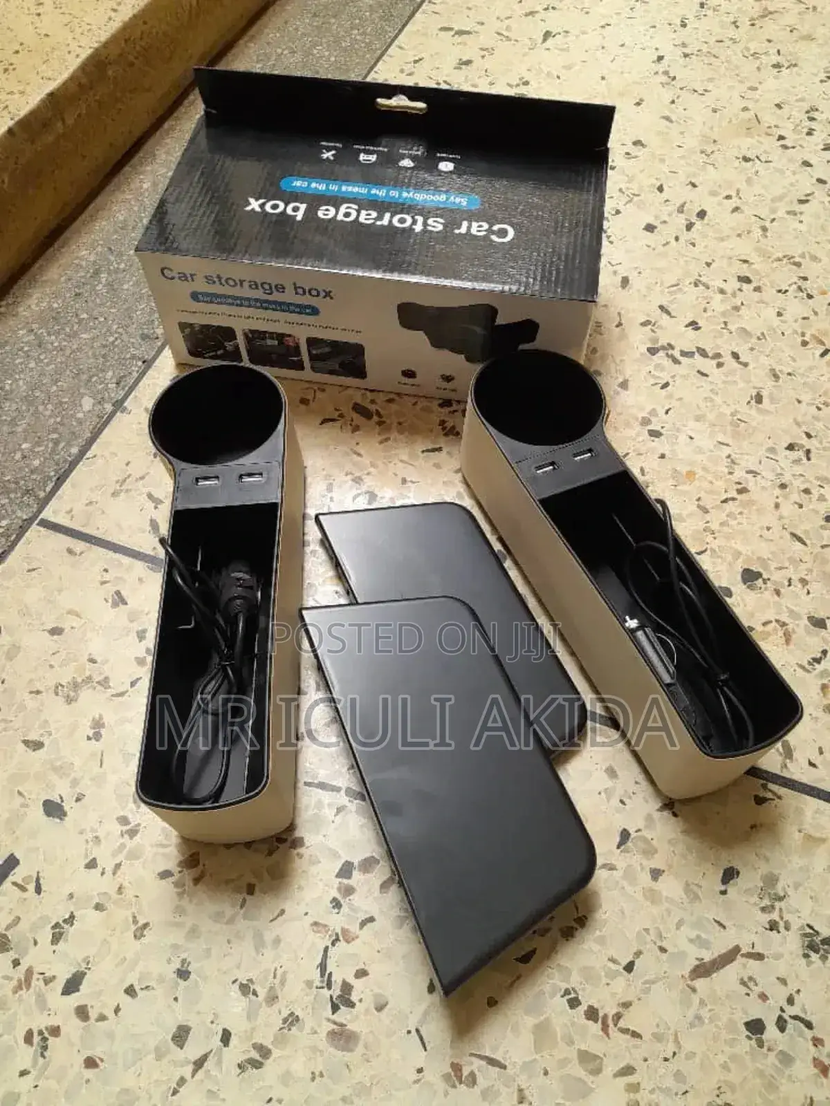 Classy Car Storage Box WTH Bottle Holder 2usb Charger Port