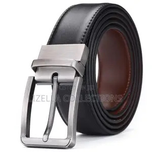 2 Sided Men Leather Belts (Rotating Buckle) Black Brown