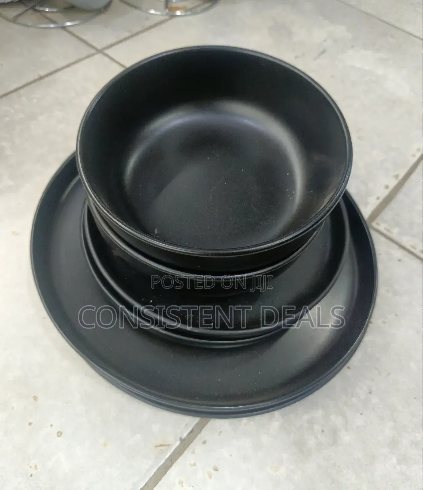 24pcs Ceramic Black Dinner Set