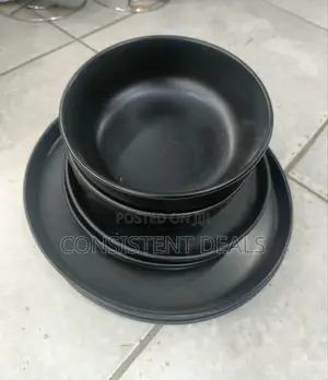 24pcs Ceramic Black Dinner Set