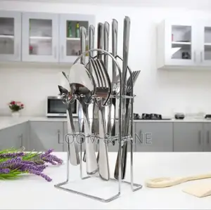 24pcs Heavy Stainless Steel Forks,Spoons and Bread Knife