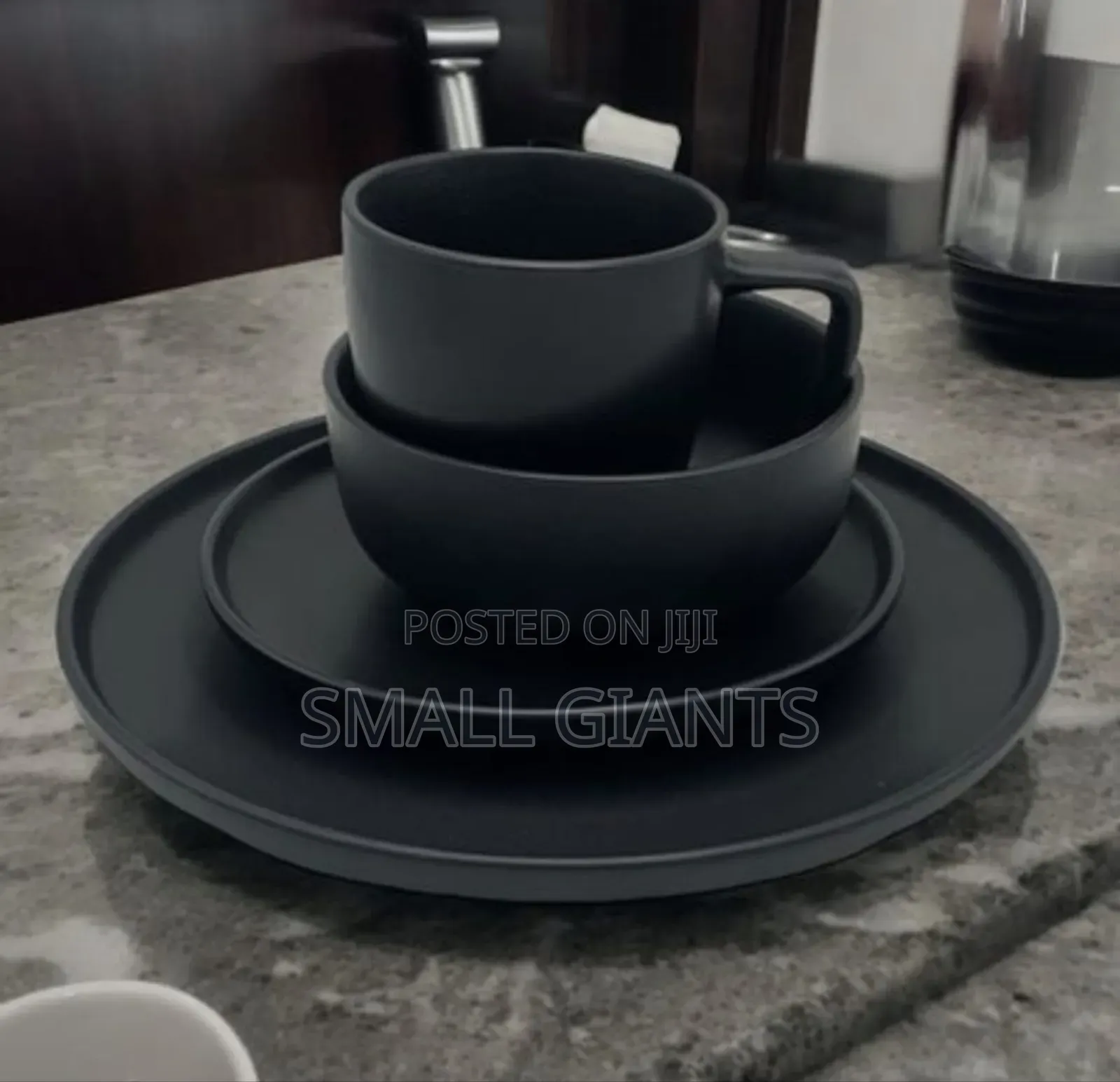 16 PCS Black Dinnerware Set