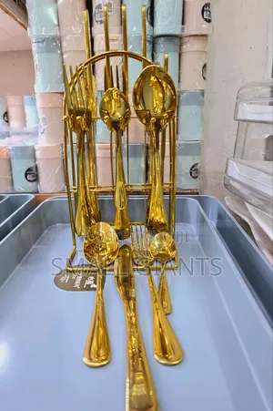 24pcs Gold Cutlery Set Knives,Spoon Forks