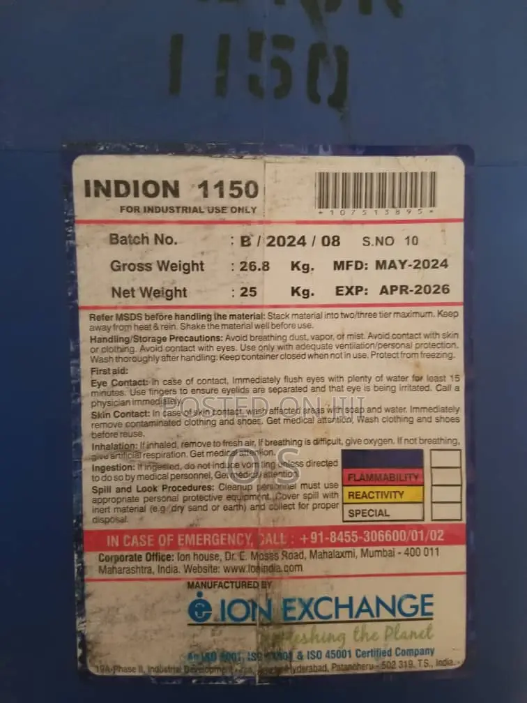 PH Booster for Boiler Indion 1150 (Ion Exchange)