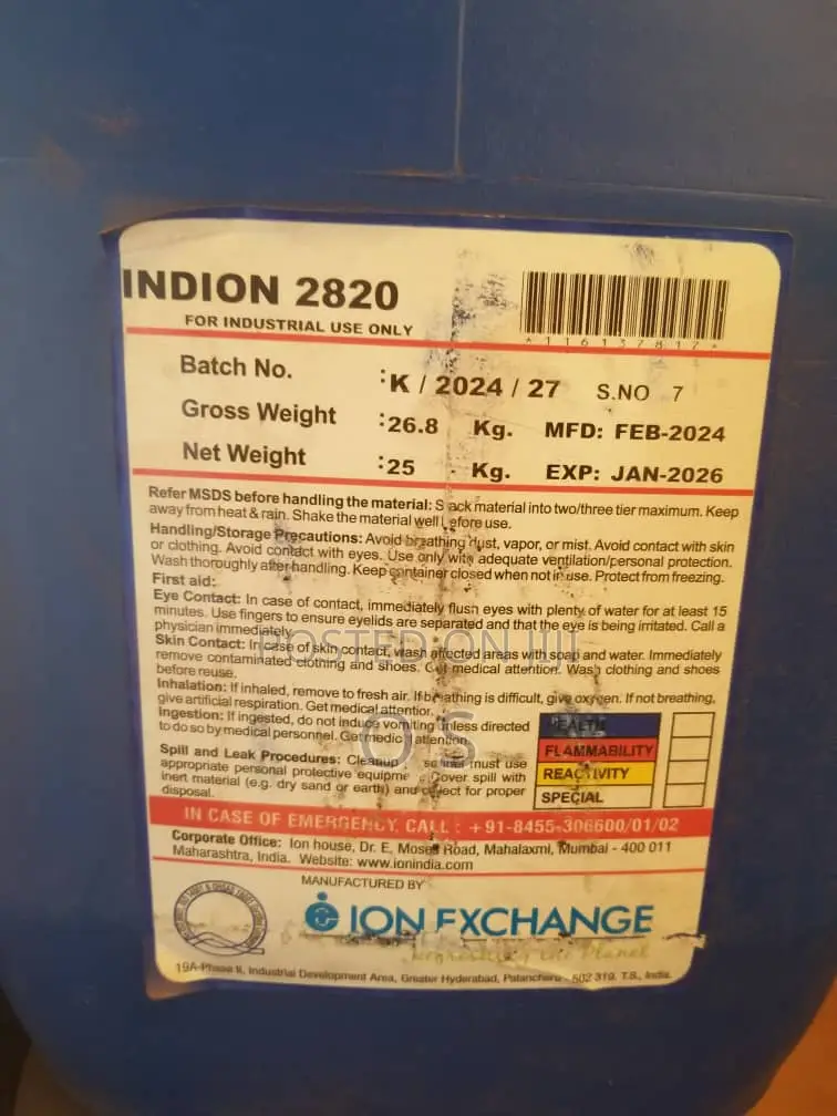Indion 2820 for Acidic Membrane (Ion Exchange)