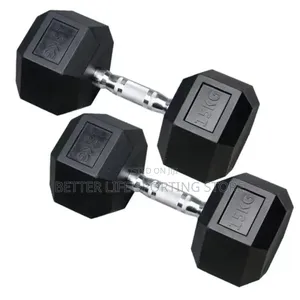 15 Kg Dumbbells Pair Hexagonal Black