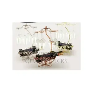 2 Bottle 6 Wine Glass Rack Storage Organizer Holder