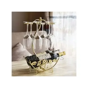 2 Bottle 6 Wine Glass Rack Storage Organizer Holder