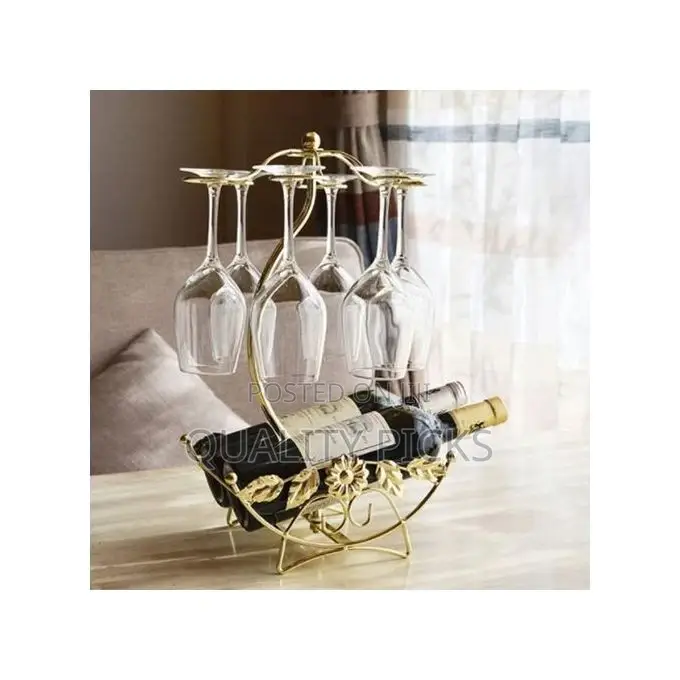 2 Bottle 6 Wine Glass Rack Storage Organizer Holder