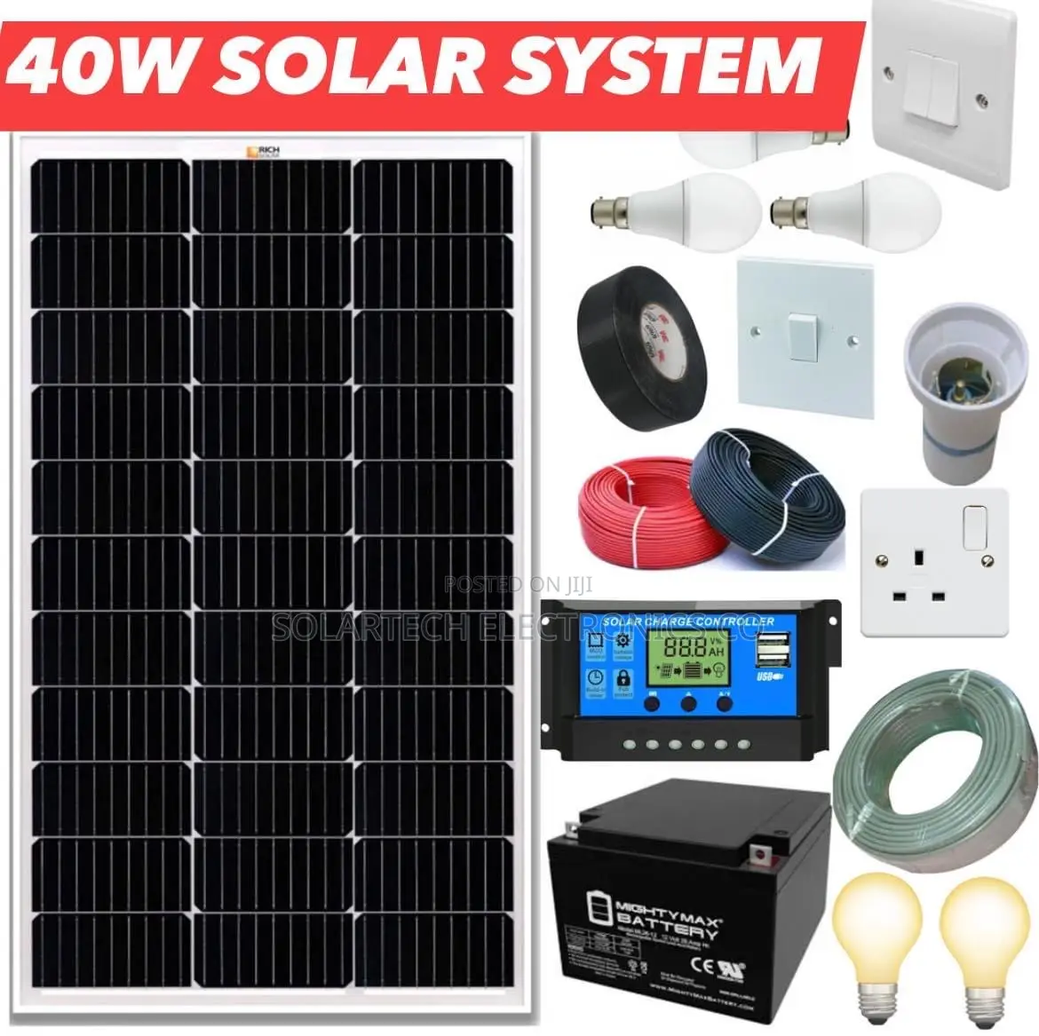 40W Sunrise Solar System Full Kit