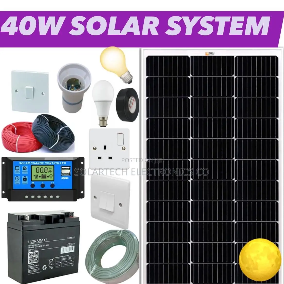 40W Solar System Full Kit/ Store Prices