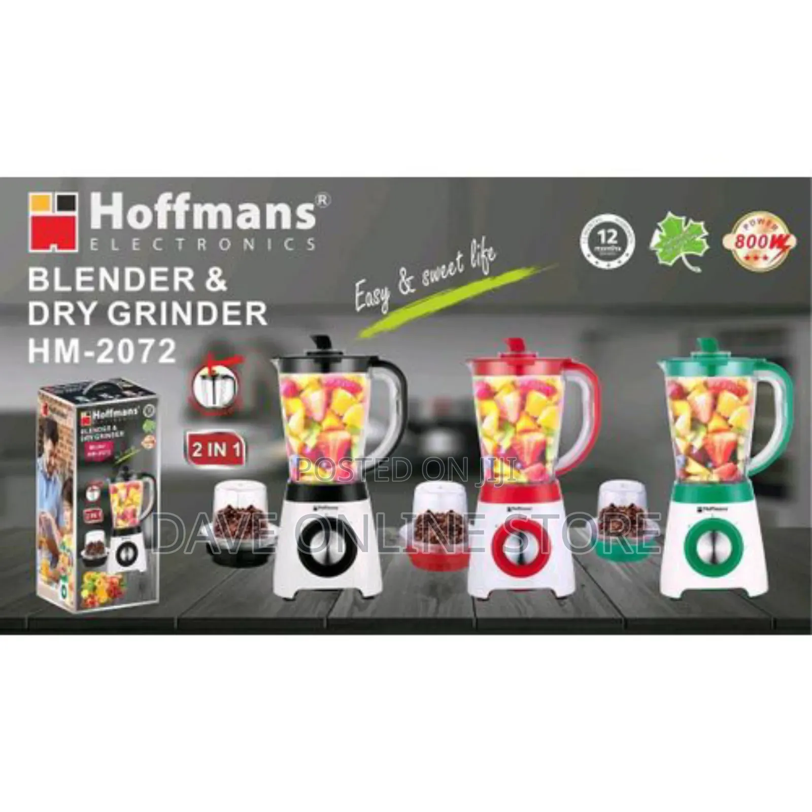 Hoffmans Blender Dry Grinder HM-2072 - White