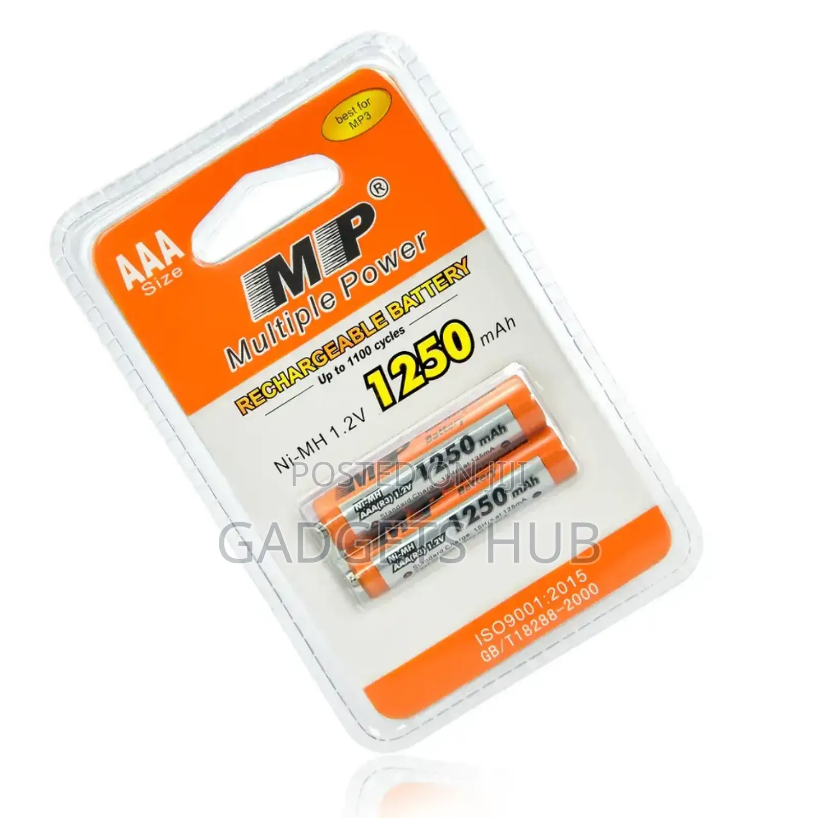 AAA 1250 Rechargeable Batteries Pair