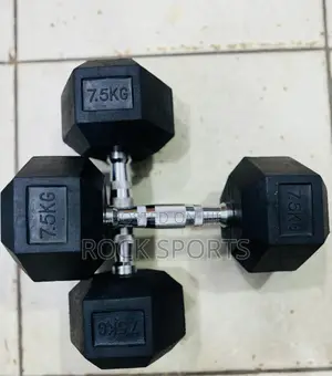 7.5kg Black Hexagon Dumbells Pair