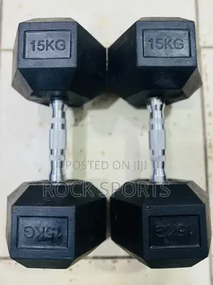 15kg Hexagon Dumbells Pair Black