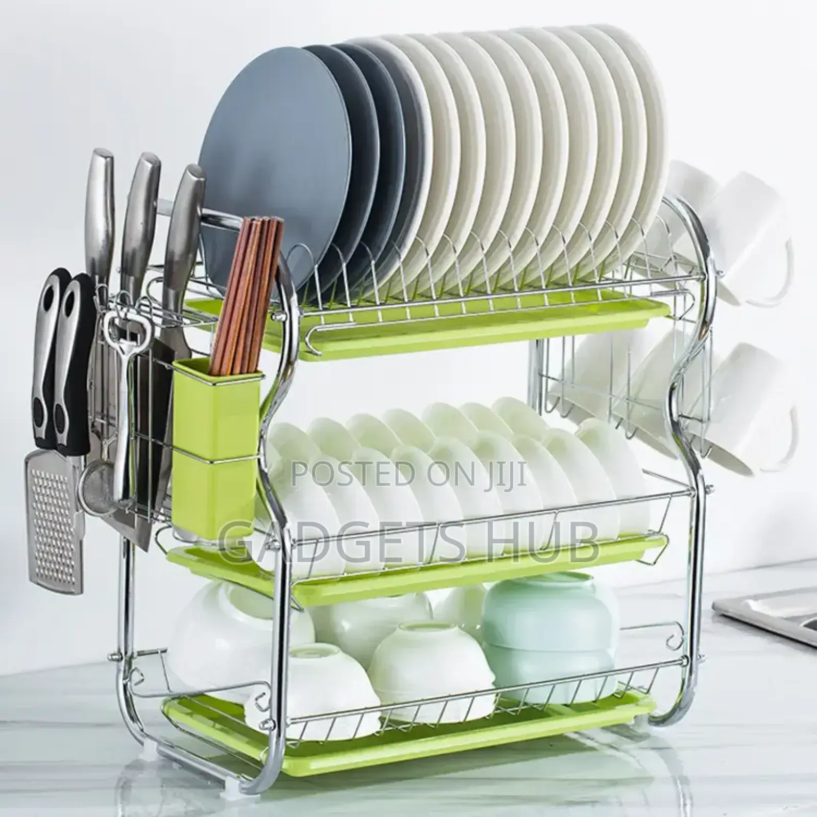 Kitchen Dish Rack Steel 2 Tier Dish Drying Rack