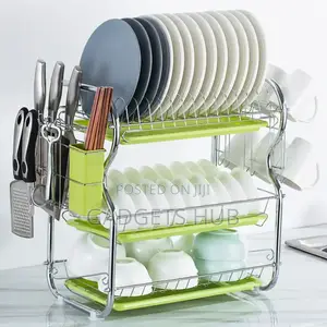 Kitchen Dish Rack Steel 2 Tier Dish Drying Rack