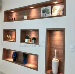 Gypsum and Wooden Wall Design.