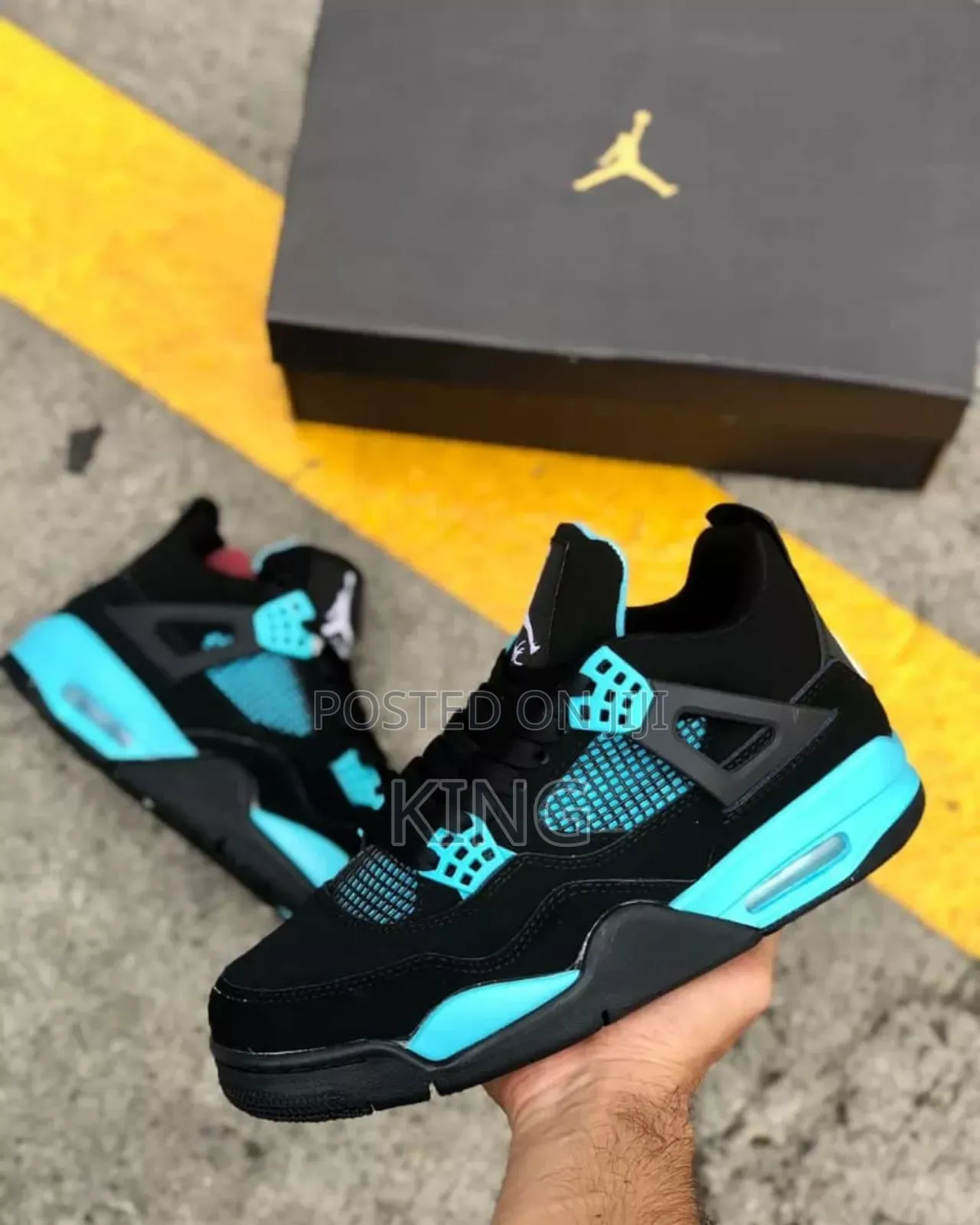 Genuine Jordan 4 Tiffany Blue Thunder