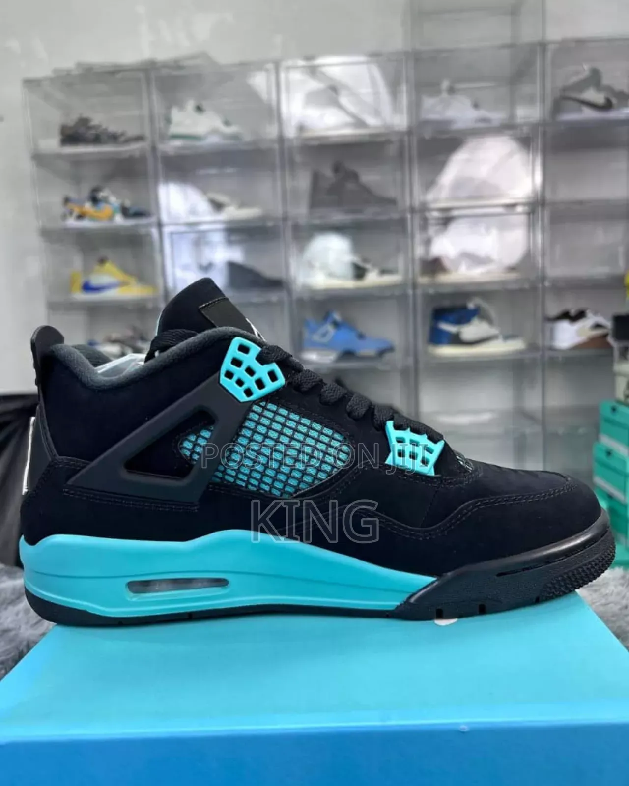 Real Jordan 4 Tiffany Blue Thunder