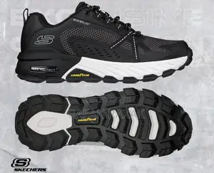 Black White Skechers Max Protect Outdoor Hiking Sneakers