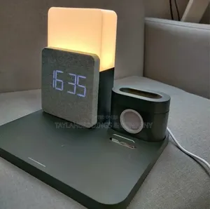 3 in 1 Qi Wireless Charger Desk Lamp Alarm Table Clock Lamp