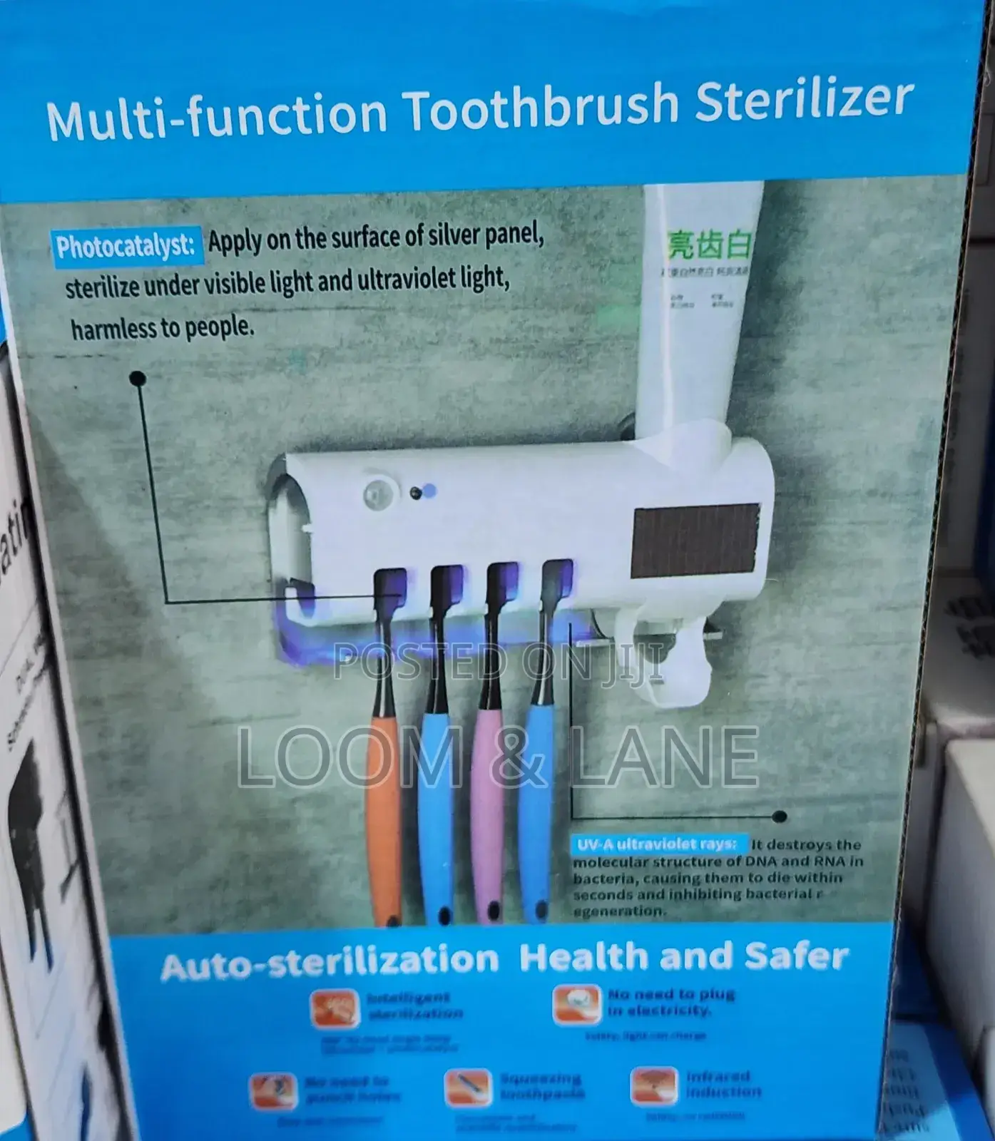 Toothbrush Holder Sterilizer With Toothpaste Dispenser White