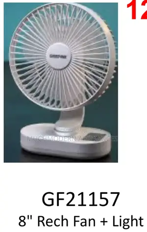 Geepas GF21157 
8" Rech Fan + Light