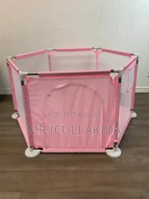 Outerdo Baby Playpen 6 Sides With Round Zipper Door, Pink