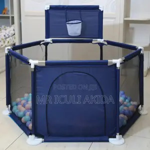 Indoor/Outdoor Baby Fence Play Pen WTH Ball Basketball Net