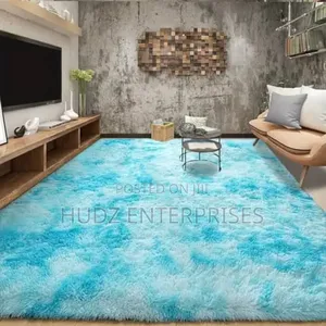 Patched Blue Fluffy Center Carpet 1.5*2 Meters