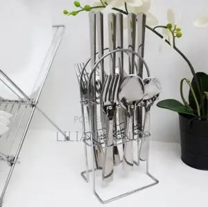 24PCS Heavy Duty Forks, Spoons and Bread Knives