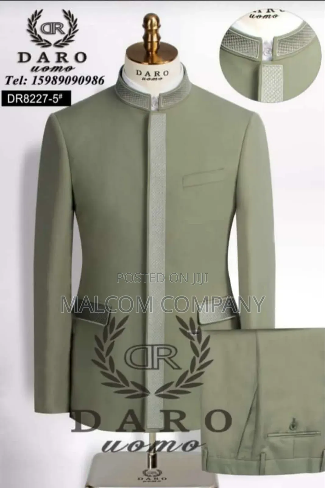 Men Suits Stand Up Collar.